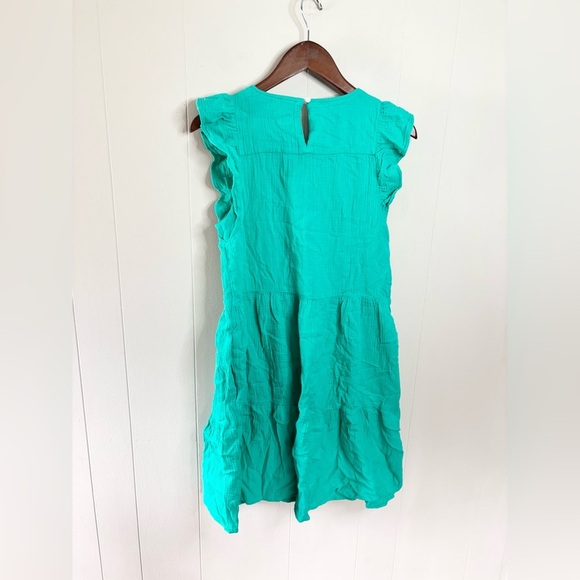 J Crew ruffle tiered mini cotton gauze dress green size 0 new - Picture 7 of 8